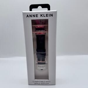 NWT Anne Klein Leather Apple Watch Band 42/44/45mm Black